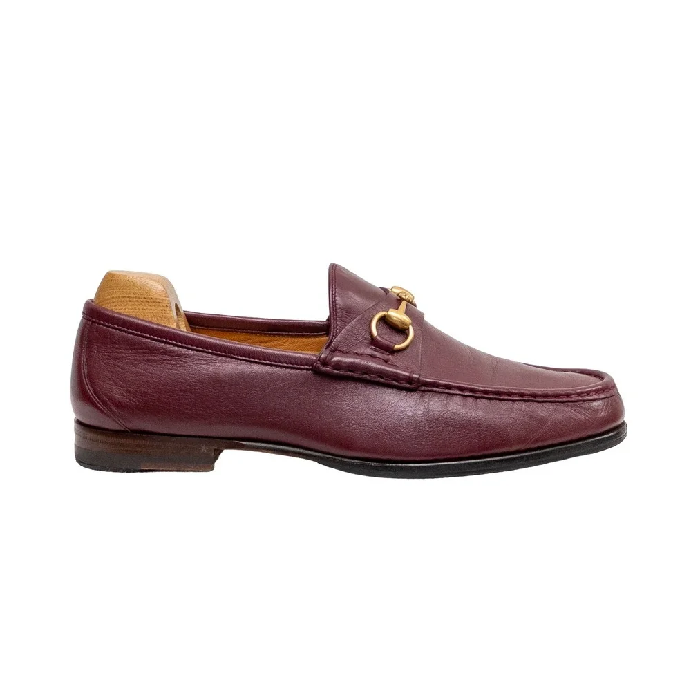 Gucci Horsebit Loafers Burgundy Leather Gold Hardware Mens UK 8.5 US 9.5